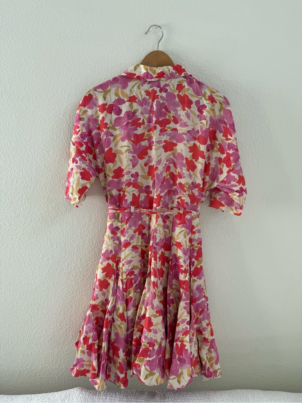Taylor Pink Red Floral Fit Flare Shirt Dress Size 6 - Picture 2 of 5